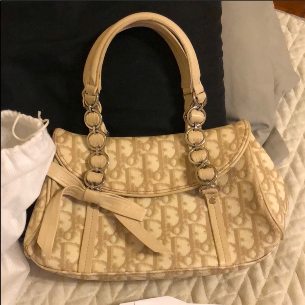 Beige Dior Romantique Trotter Bag Mini